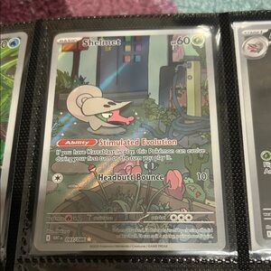 Pokemon Shelmet Card - Vibrant Red and Green